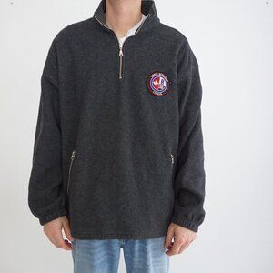 Vintage Roots Canada Gray Fleece Quarter Zip Pullover Sweater XL Made In Canada